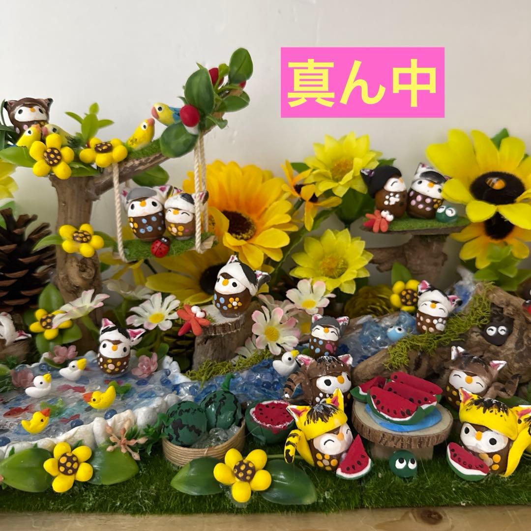 どんぐりアート♡猫帽子ひまわりBIGオブジェ♡