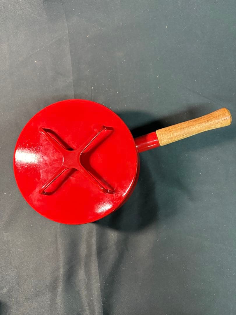DANSK 赤い片手鍋 鋳鉄製 木製ハンドル