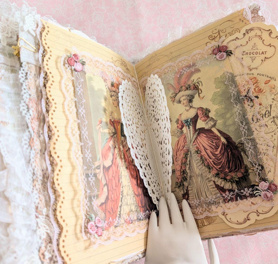ロココ調レース＆薔薇の大型ジャンクジャーナル2025lp♥マリーの薔薇♥