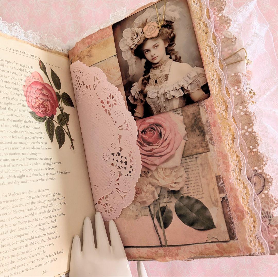 ロココ調レース＆薔薇の大型ジャンクジャーナル2025lp♥マリーの薔薇♥