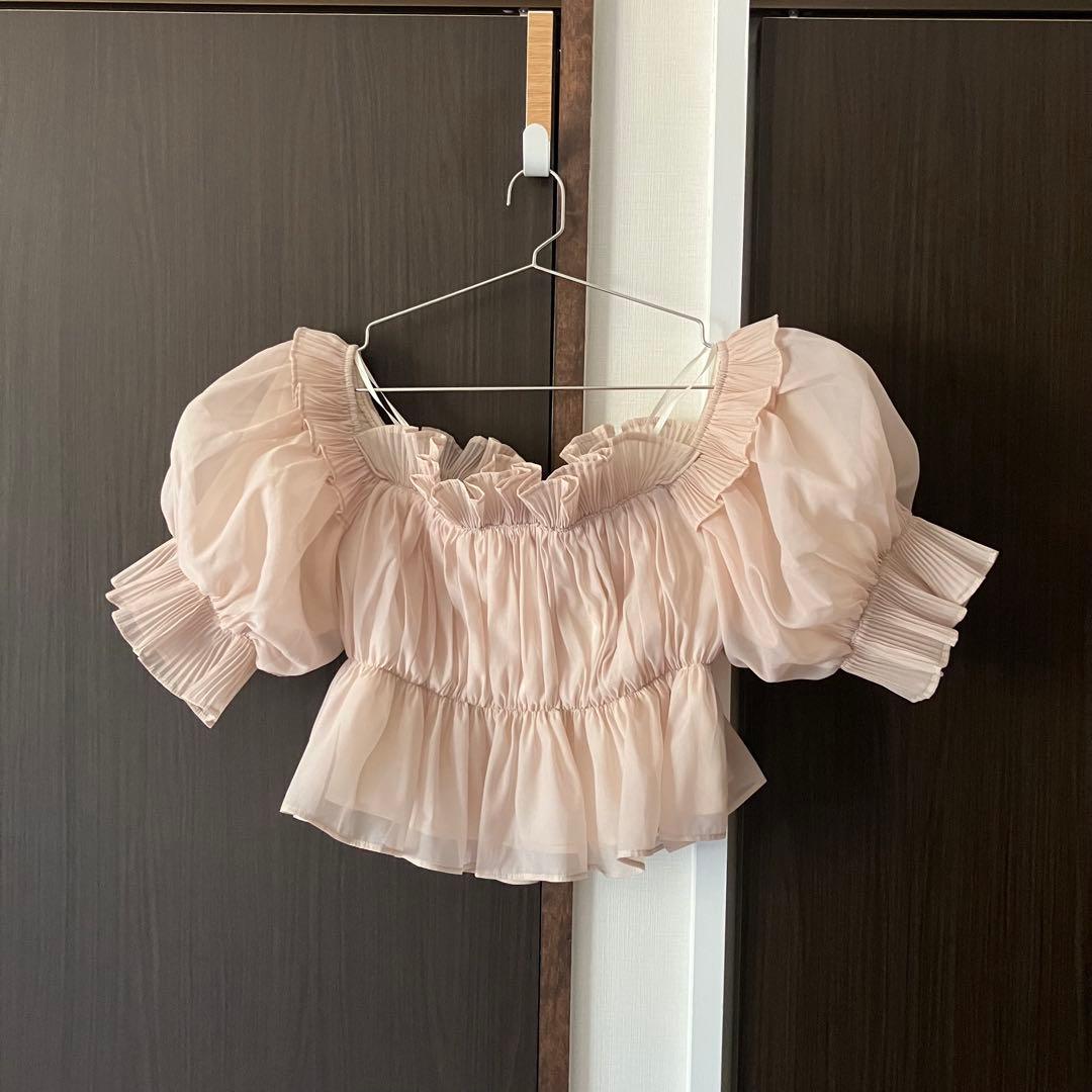 新品未使用　SNIDEL ギャザーオフショルブラウス ピンク