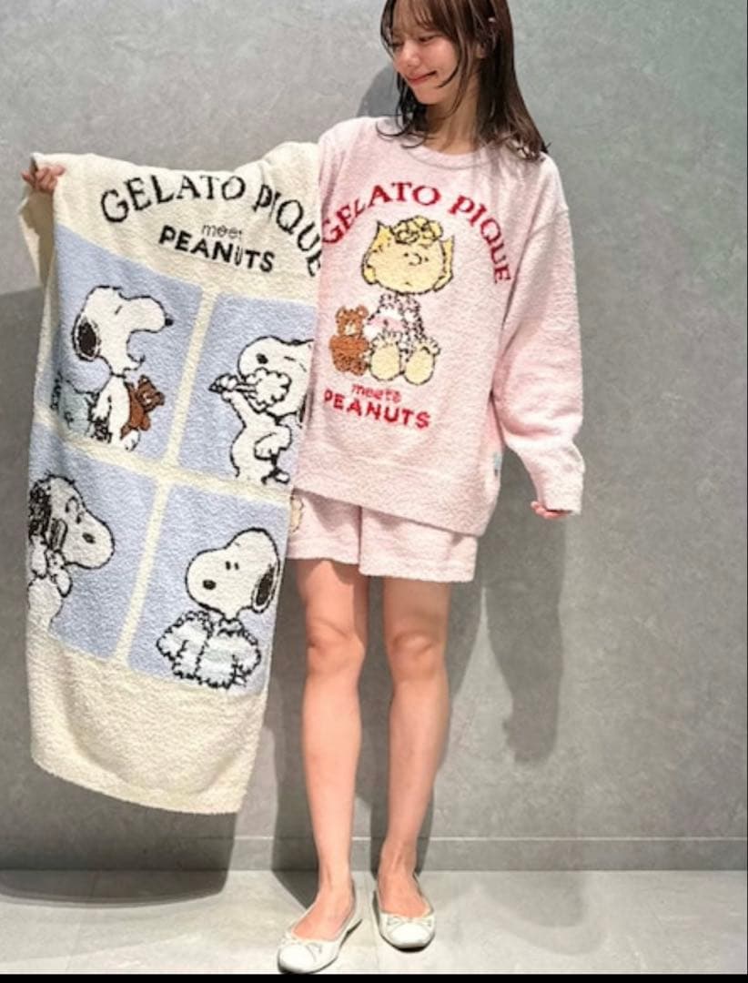 ジェラートピケ「PEANUTS」ジャガードプルオーバー＆ショートパンツセット