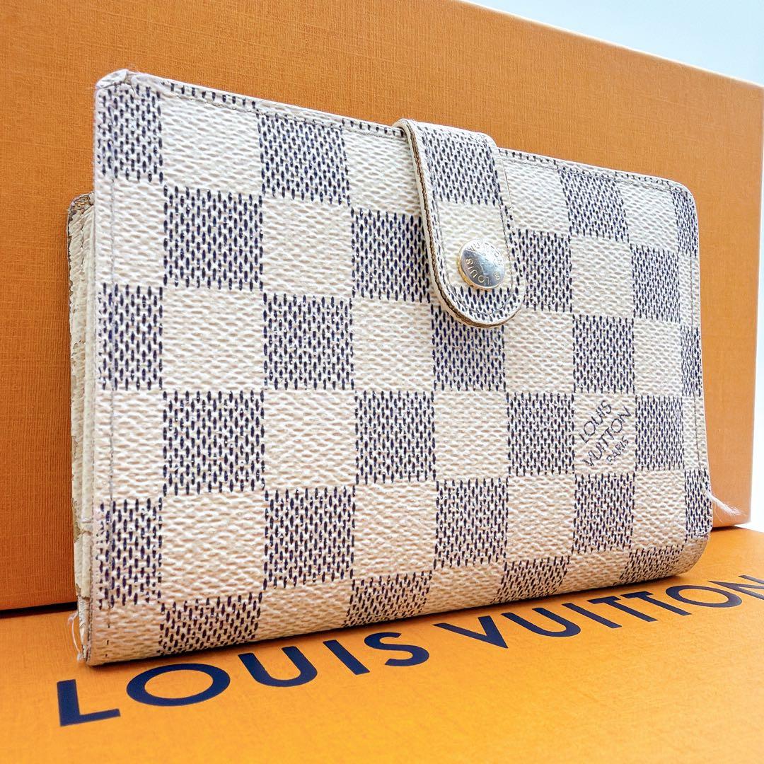 ルイヴィトン ポルトフォイユ ヴィエノワ ダミエアズール 折り財布 がま口 白色