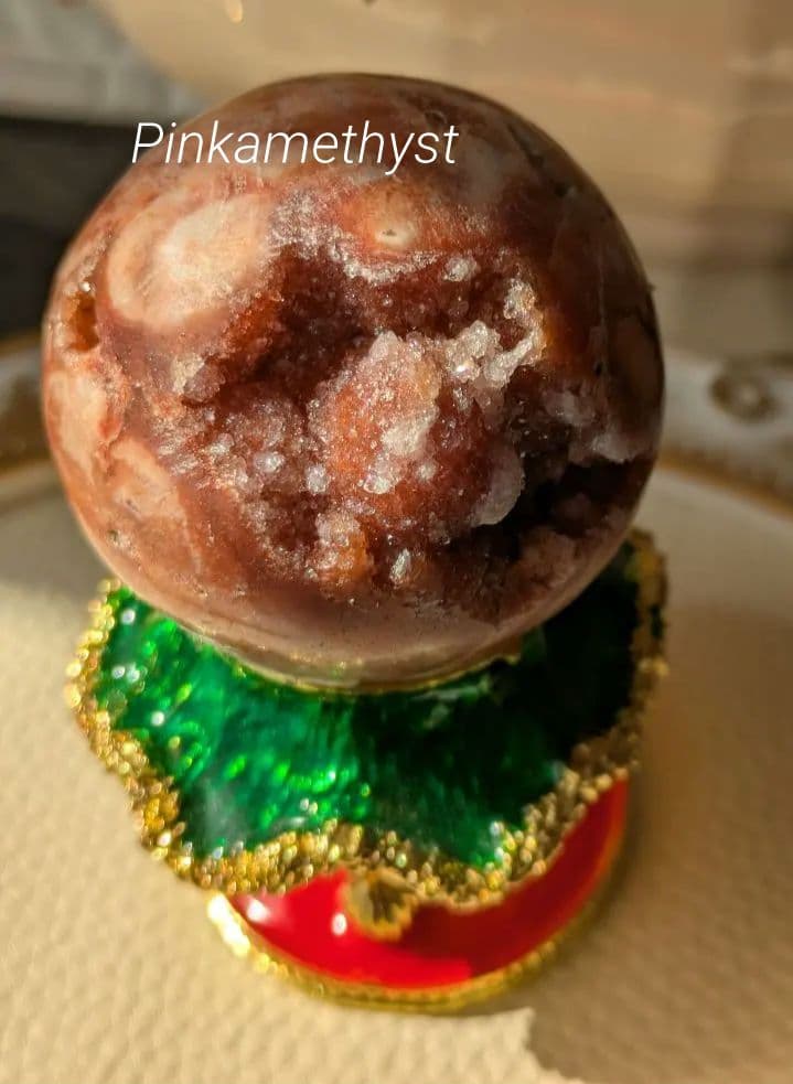 希少石❦赤ピンクアメジスト　48.5mm 天然石 スフィア