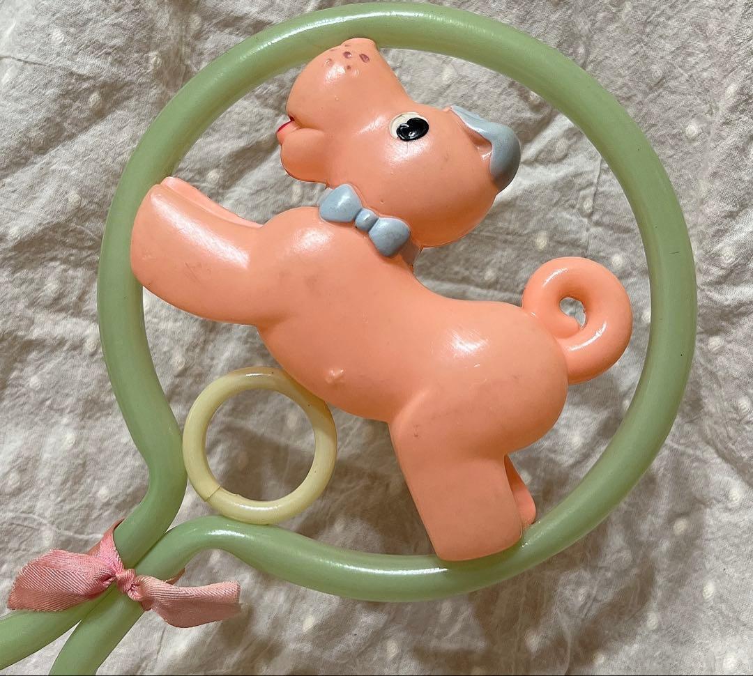 希少　オキュパイドジャパン　レトロ　セルロイド　ガラガラ　赤ちゃん　いぬ　犬