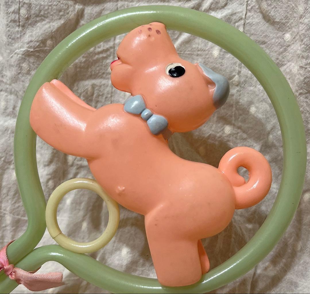 希少　オキュパイドジャパン　レトロ　セルロイド　ガラガラ　赤ちゃん　いぬ　犬