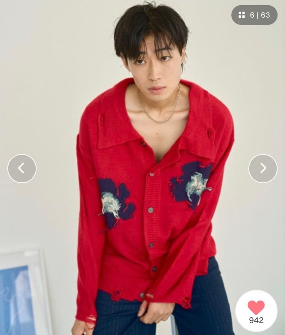 Camphor woodダメージ加工フラワーカーディガン