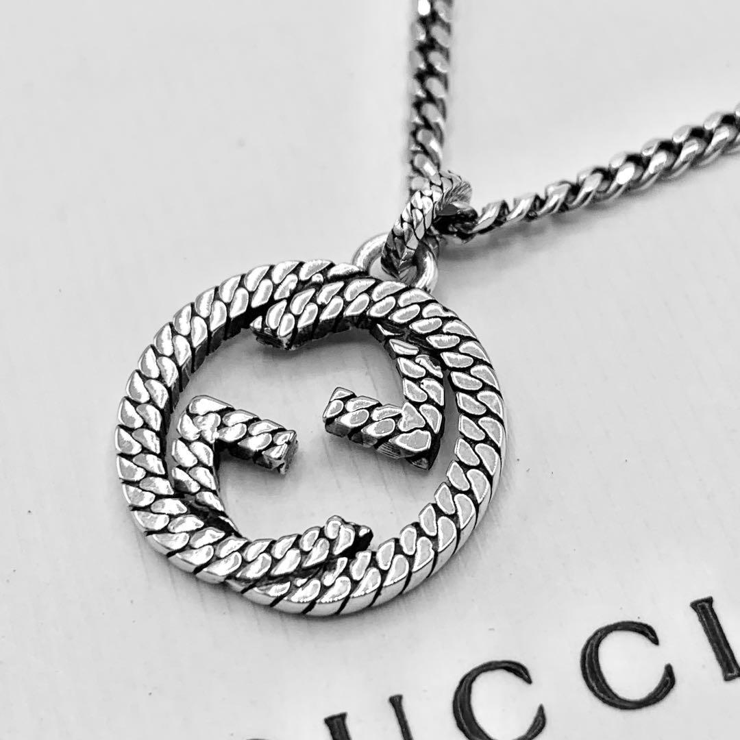 【現行/美品/希少】GUCCI ネックレス　喜平　燻　インターロッキング