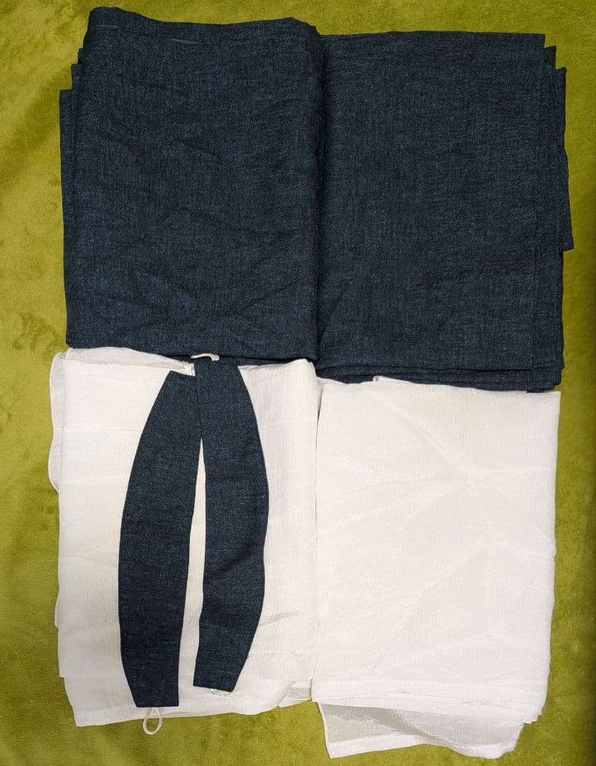 1級遮光カーテン　ネイビー　レース　4枚セット