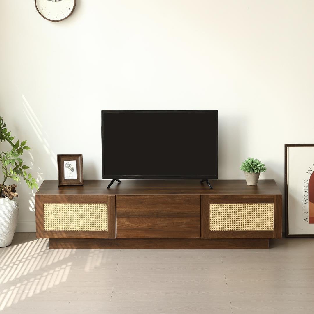 超人気！【幅150cm】テレビ台 ローボード テレビボード ラタン風 BROWN