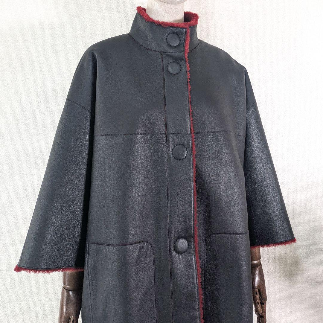 美品　AKRIS　アクリス　リアルファー　レザーコート　リバーシブルコート