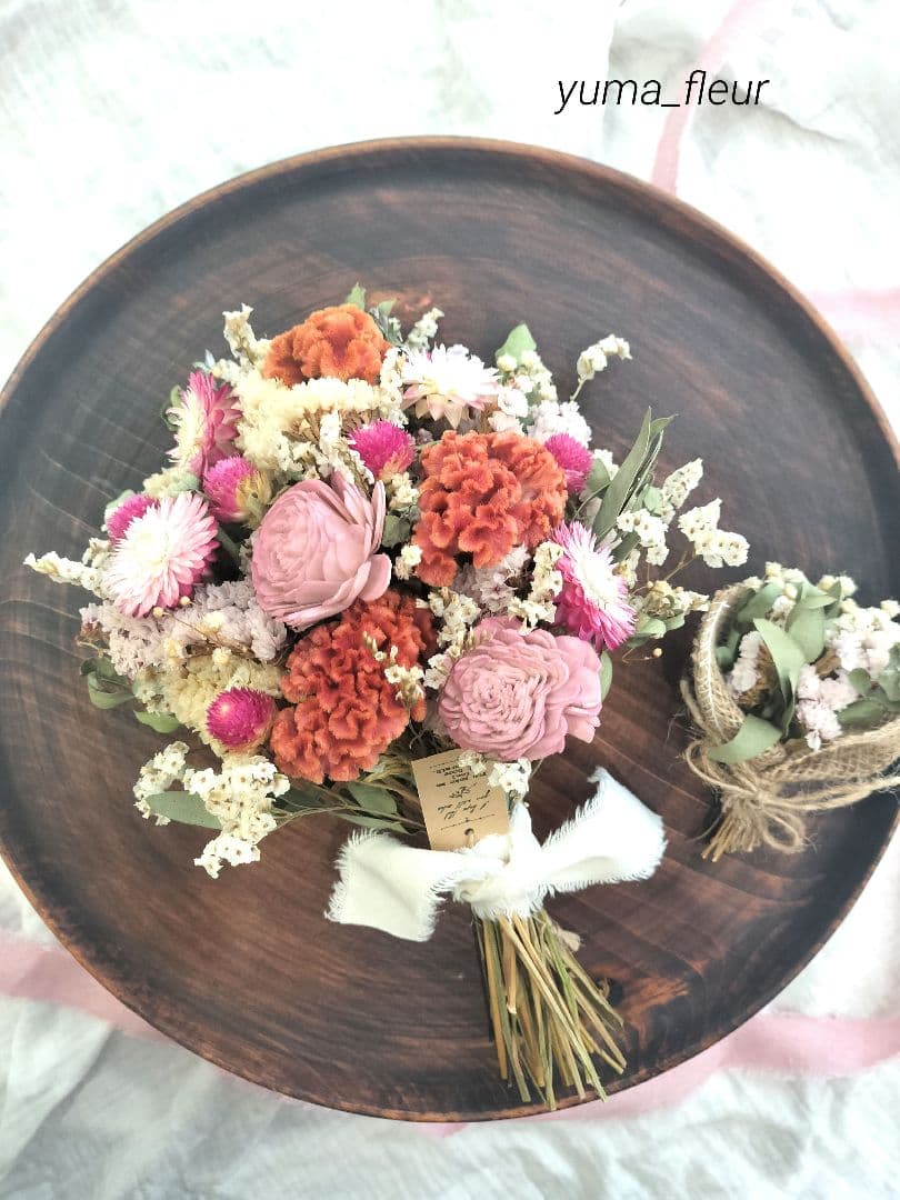 秋色ピンク❁ドライフラワースワッグ