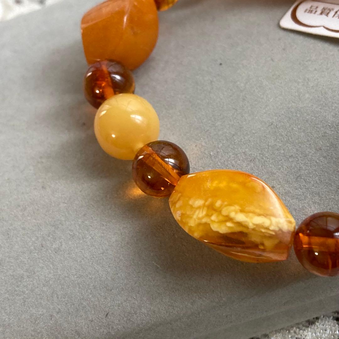 【H1756】琥珀 ブレスレット ボリュームがあります　新品未使用