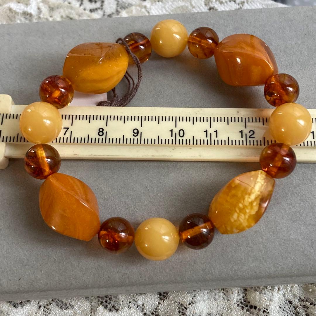 【H1756】琥珀 ブレスレット ボリュームがあります　新品未使用
