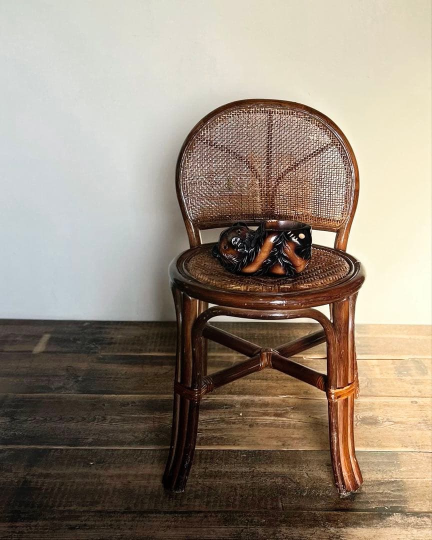 アンティーク 籐椅子 ラタンチェア 昭和中期 1950〜70年代 古家具 籐編み