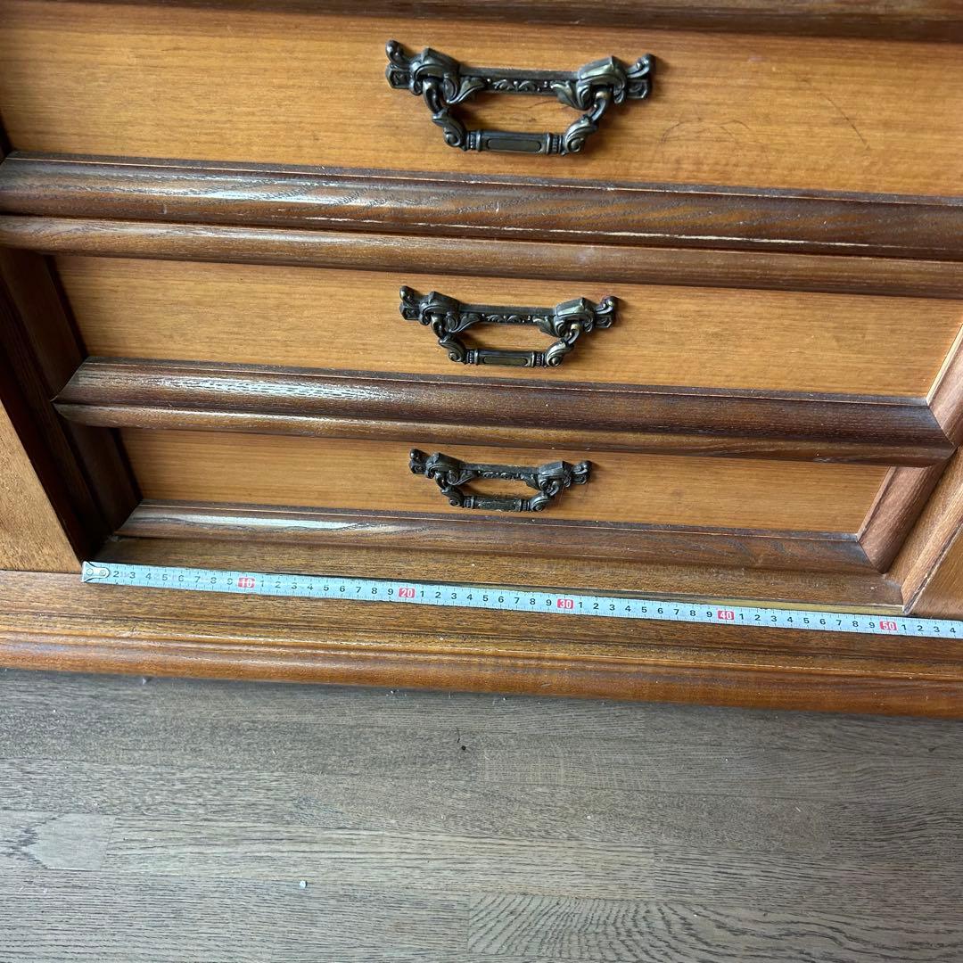 木製食器棚 ガラス扉付き 引き出し付き