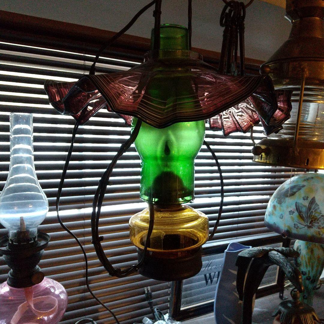 アンティーク オイルランプ改 吊り下げ式 スタンドランプ