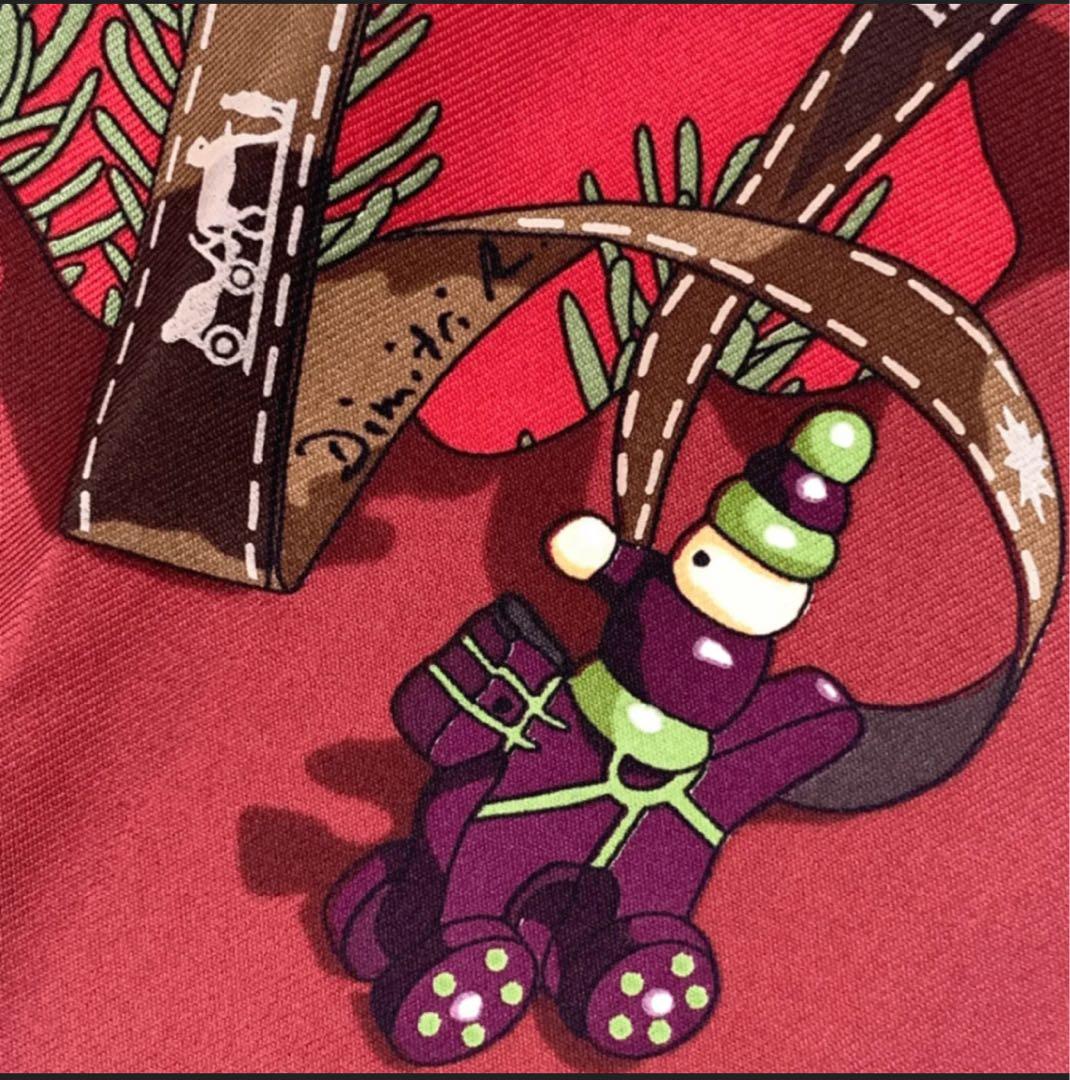 Hermes エルメス カレ90 フォーブル24番地のクリスマス レッド