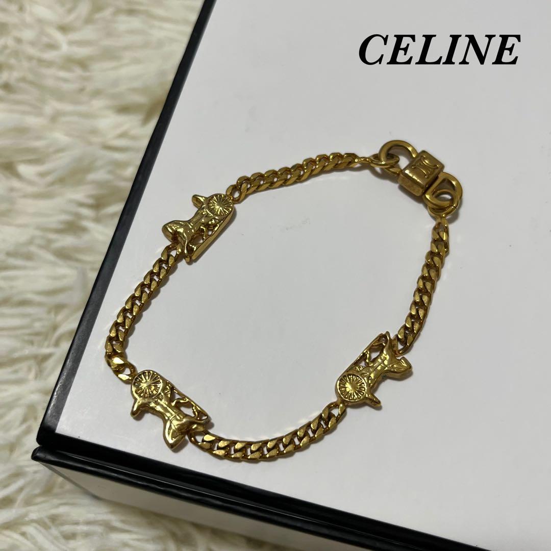 美品　セリーヌ　ブレスレット　馬車金具　トリオンフ　ゴールド金具　CELINE