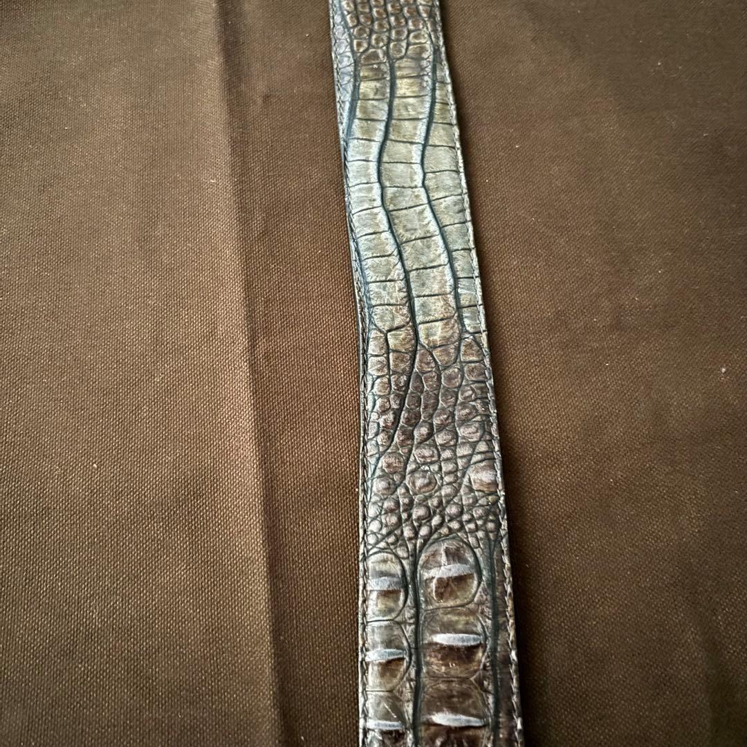 【used】NANNI ナンニ　クロコ型押し　シルバー　レザーベルト　イタリア製