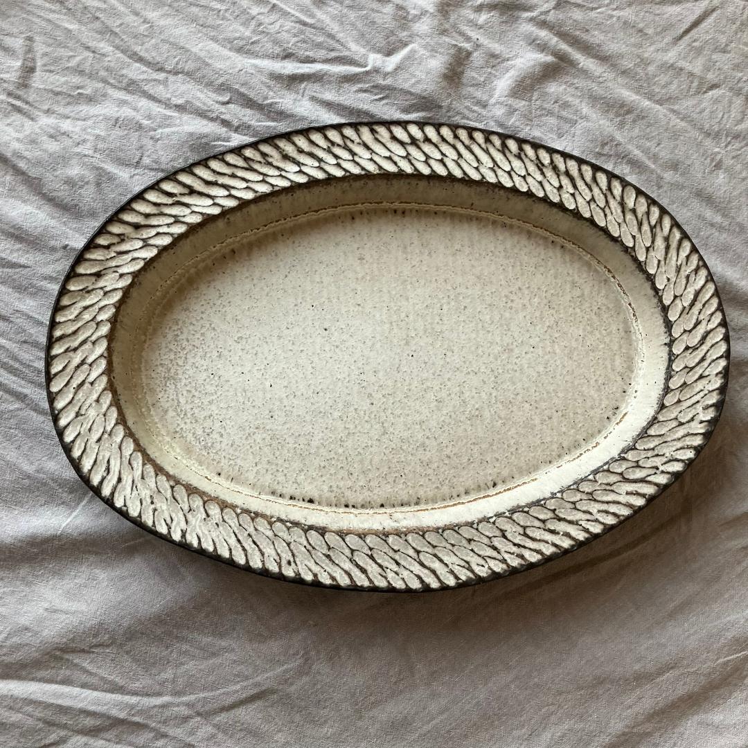 【新品未使用】山本雅則　しのぎ　鎬　楕円皿　オーバル皿　信楽焼　2枚セット