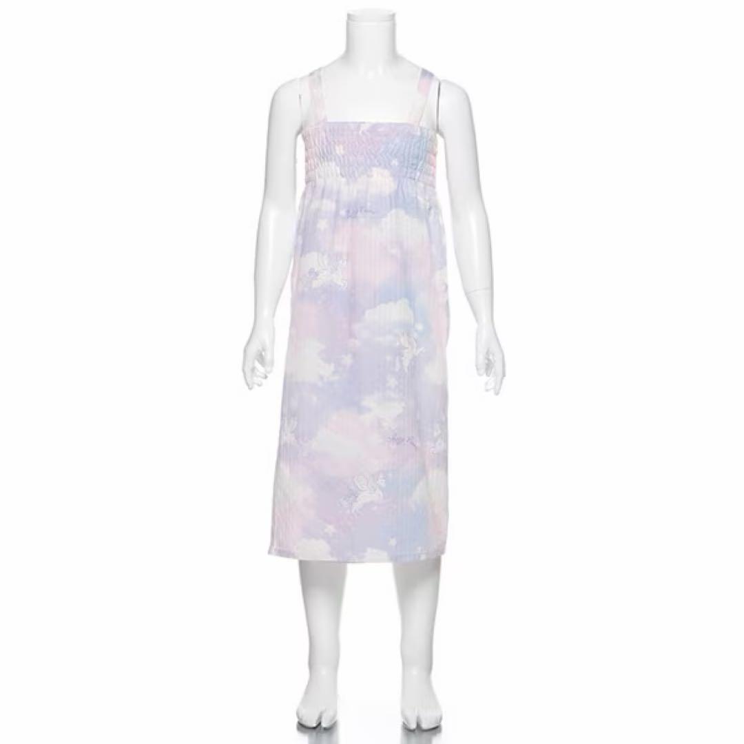 メゾピアノ ユニコーンスカイ柄 浴衣 140 パール かごバッグ セット