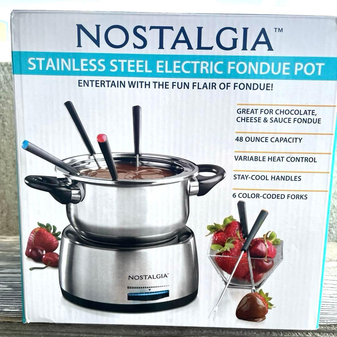NOSTALGIA ステンレススチール 電気フォンデュポット 48オンス