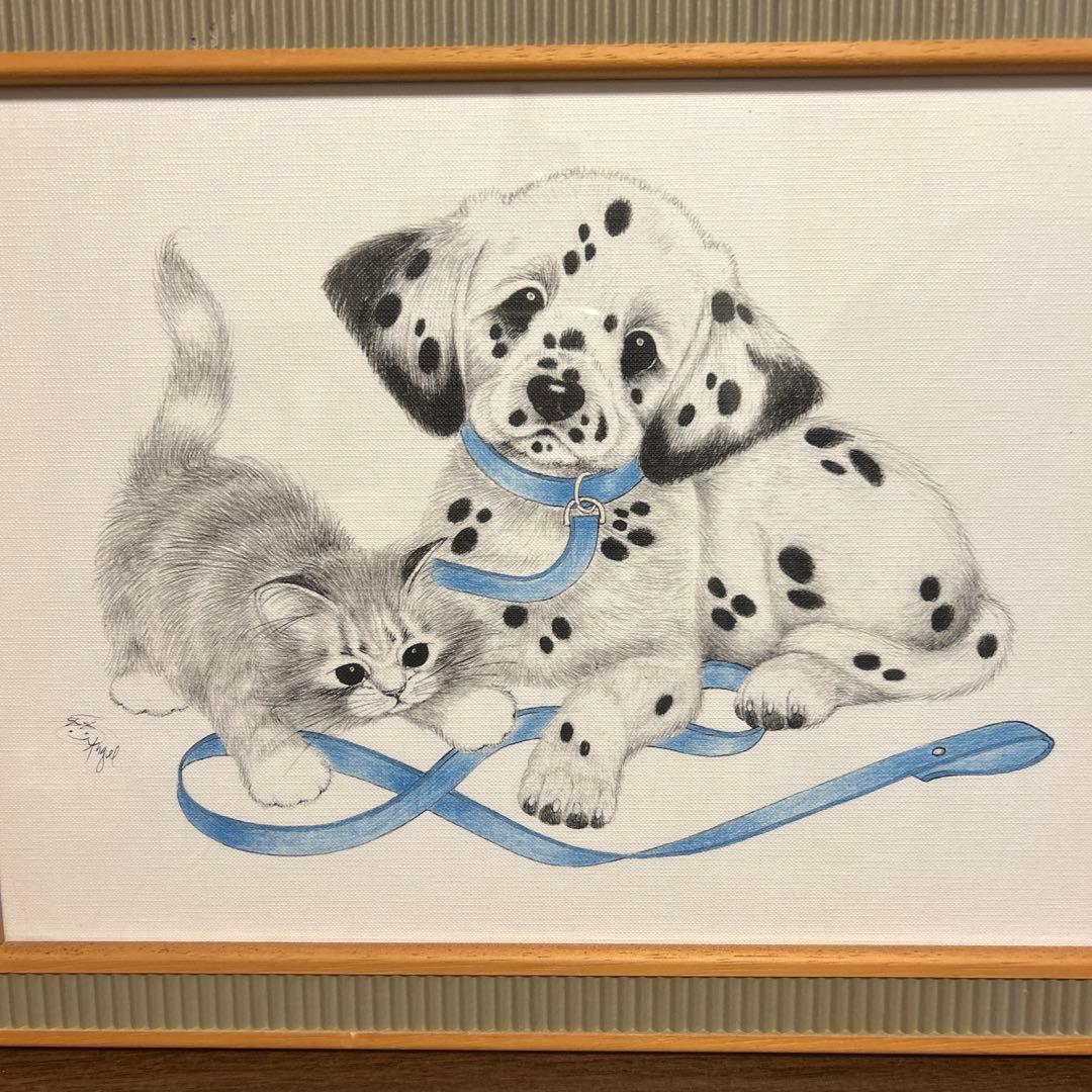 ダルメシアンと子猫の絵