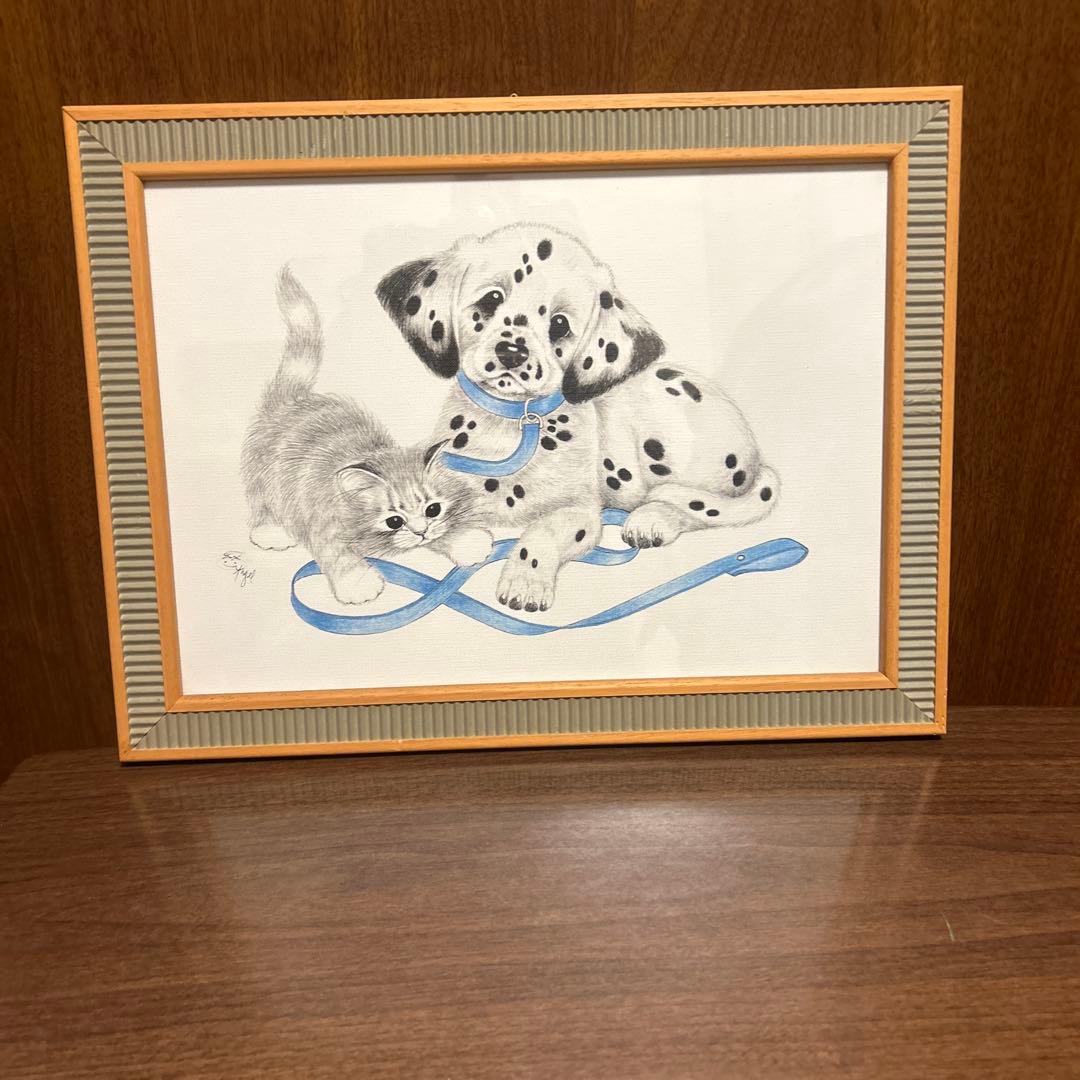 ダルメシアンと子猫の絵