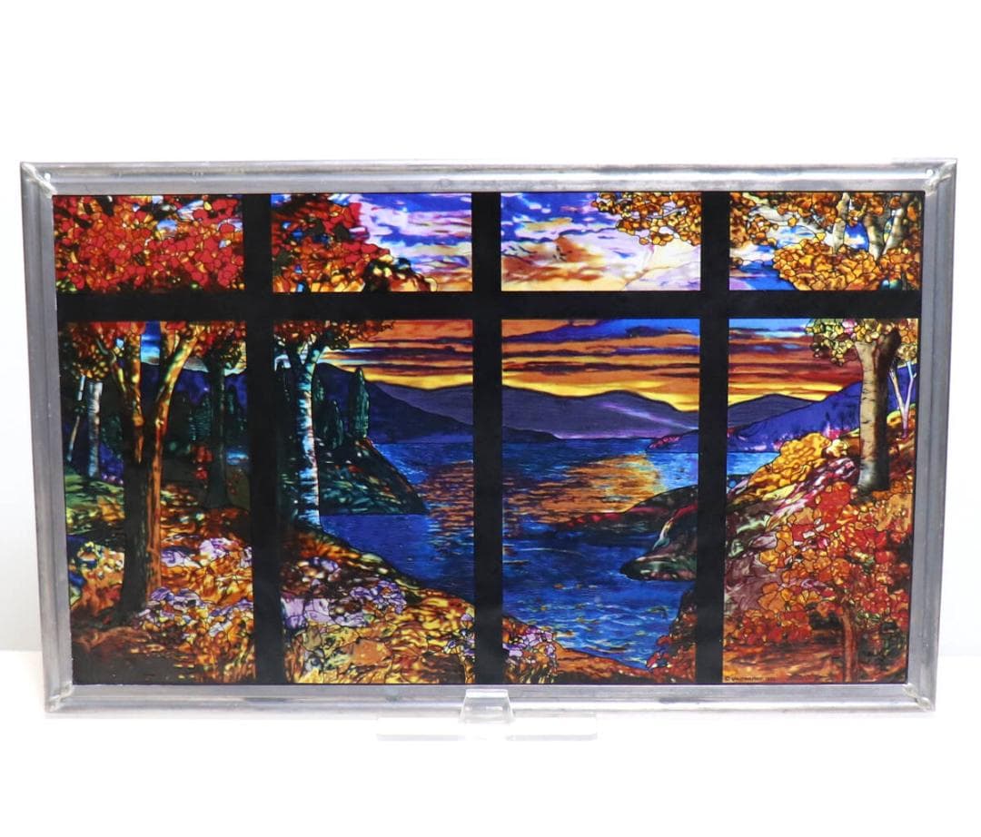 激レア 大型 ルイス・C・ティファニー ヴィンテージ ステンドグラス 秋の風景