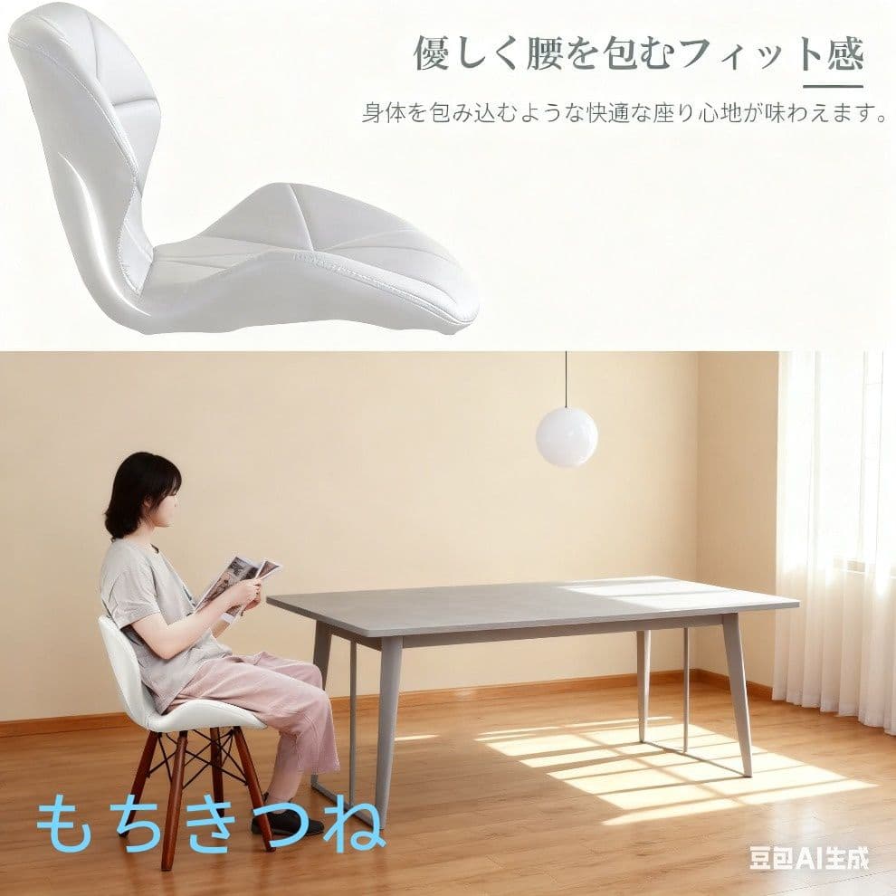 ma-9 2脚セット北欧風ダイニングチェア 白いフェイクレザーシートと