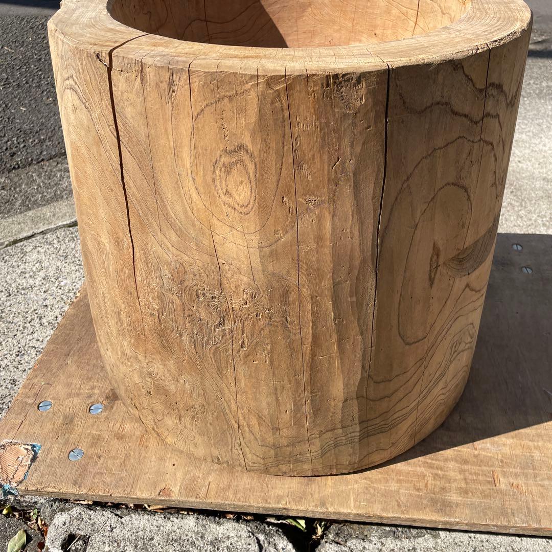 臼・うす・ウス・欅臼・餅つき臼３升臼杵2本セット横浜から50kmほど