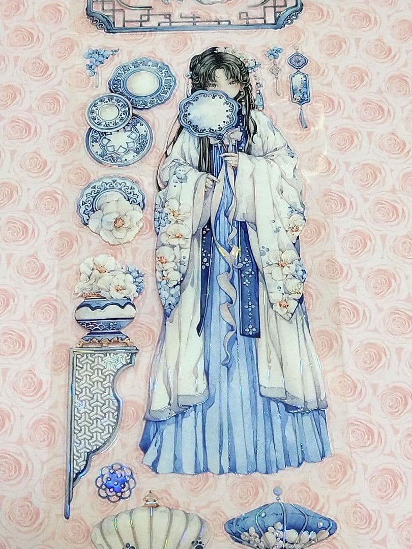 J1016＃等烟雨(模切贝壳光)野葵切り売り海外人物マステ女の子