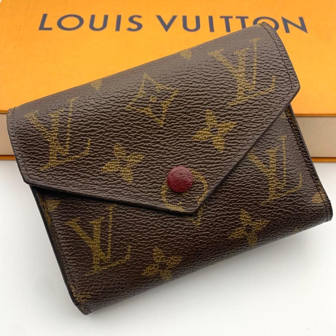 美品 ルイヴィトン ポルトフォイユ ヴィクトリーヌ 財布 小型 ミニ フューシャ