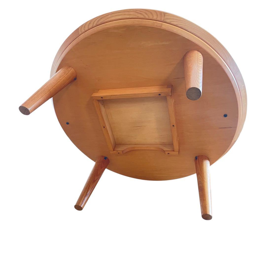 HR558 【木目とカーブ素敵】円卓　ラウンドテーブル　ちゃぶ台