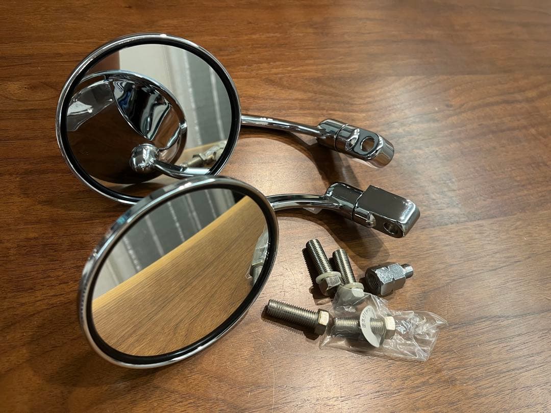 Official クロームメッキ 丸型ミラー　SR400 2点セット