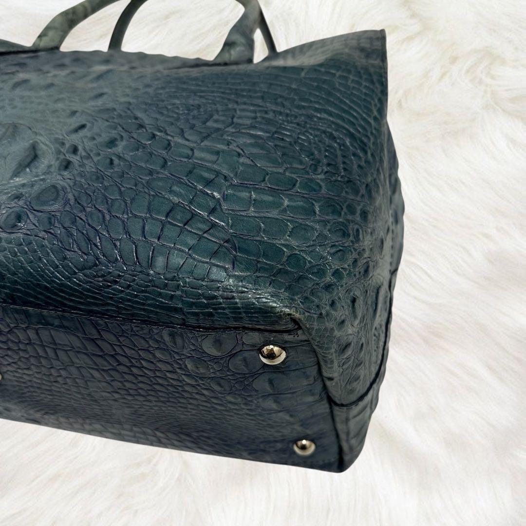 希少 フルラ トートバッグ クロコ型押し エキゾチック レザー A4 大容量