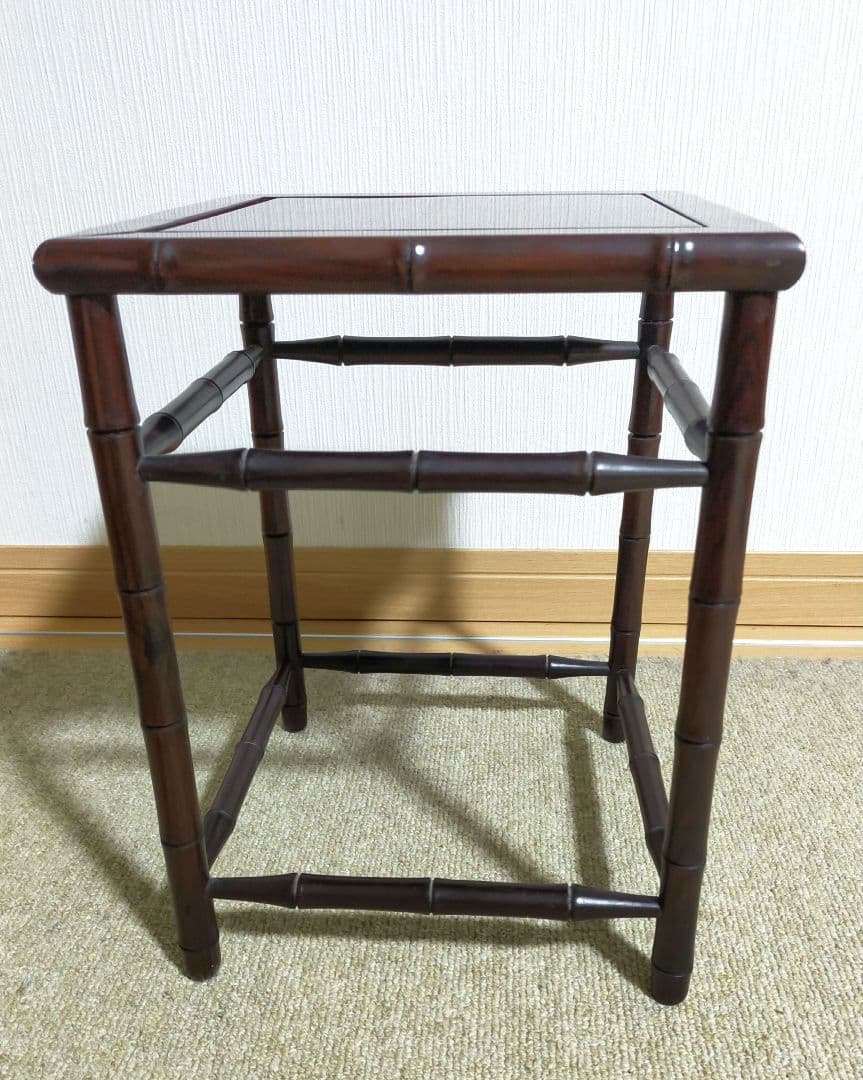 セール✨中国伝統工芸美術　花梨材　唐木竹節彫り　正方中卓　花台