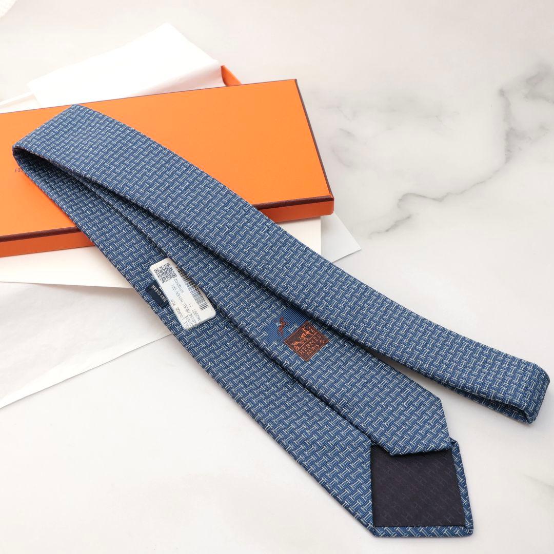 未使用 ソルド HERMES エルメス 青色 ネクタイ