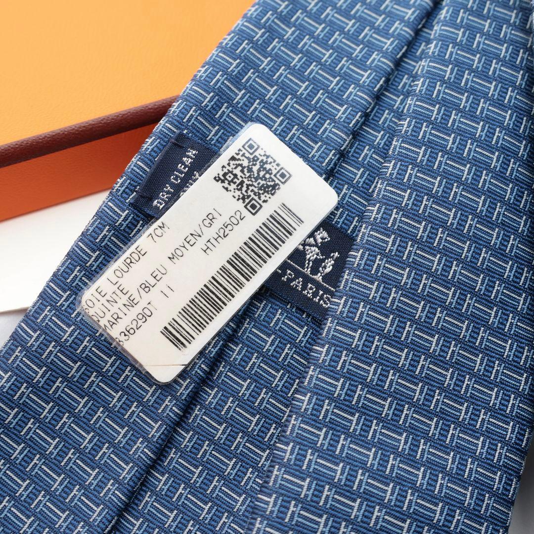 未使用 ソルド HERMES エルメス 青色 ネクタイ