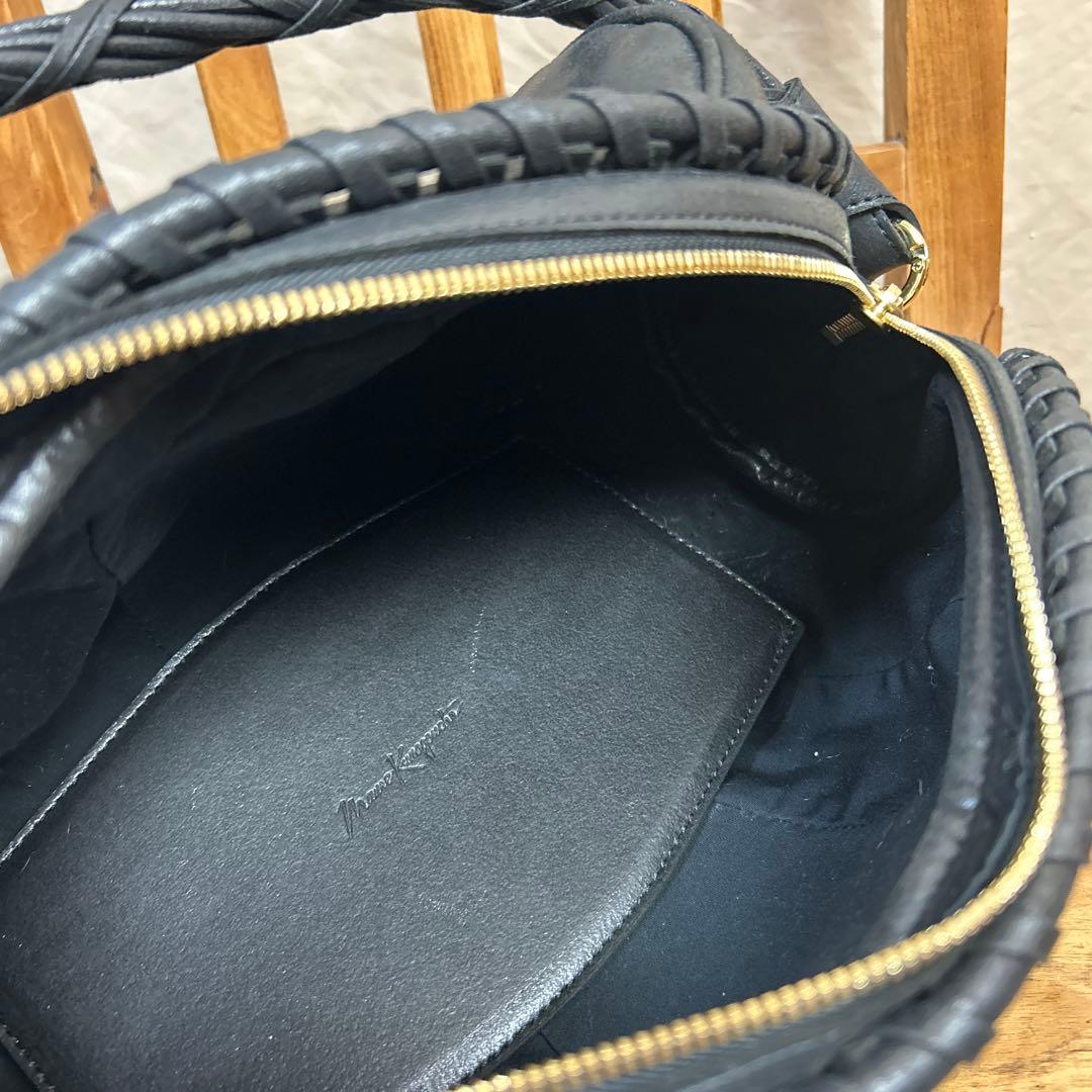 mame Synthetic Leather Boston Bag ブラック