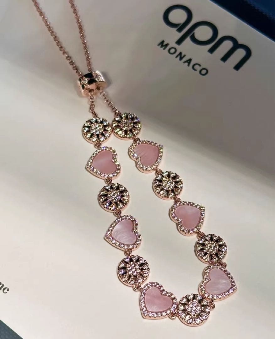 APM Monaco ピンクシェルハート ブレスレット