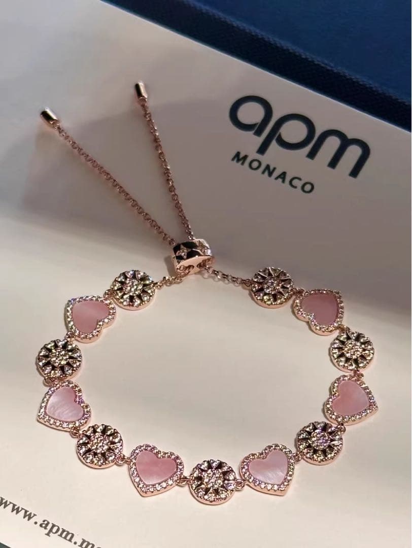 APM Monaco ピンクシェルハート ブレスレット