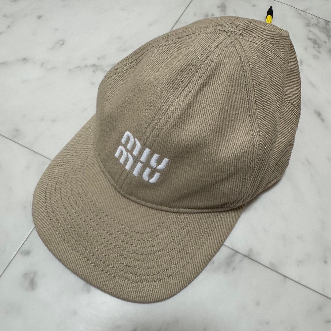 miu miu デニム ベースボールキャップ ベージュ　M