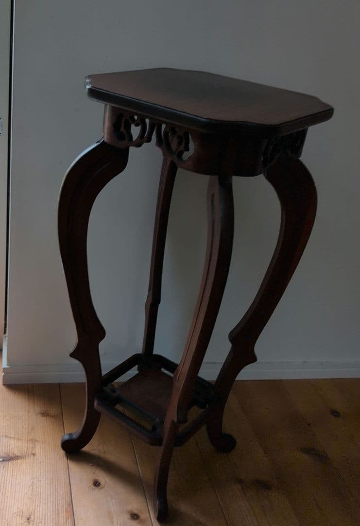 指物工芸　総シタン材(紫檀)　漆塗り 花台 アンティーク