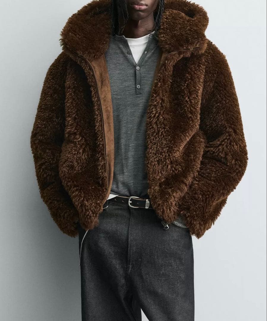 ZARA フェイクファー フード付きジャケット