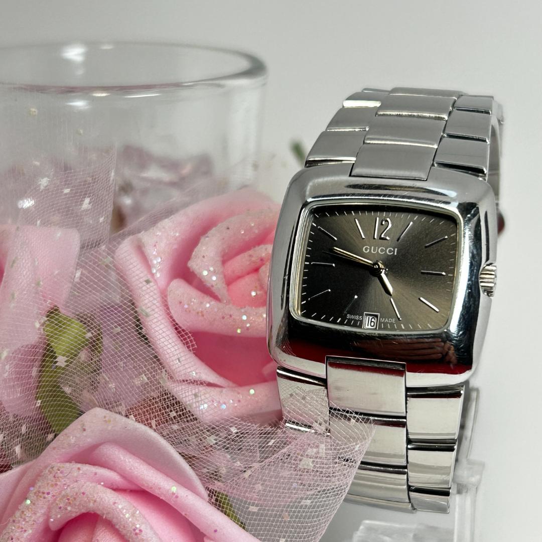 【新品電池】GUCCI グッチ 8500L グレー文字盤 腕時計 レディース