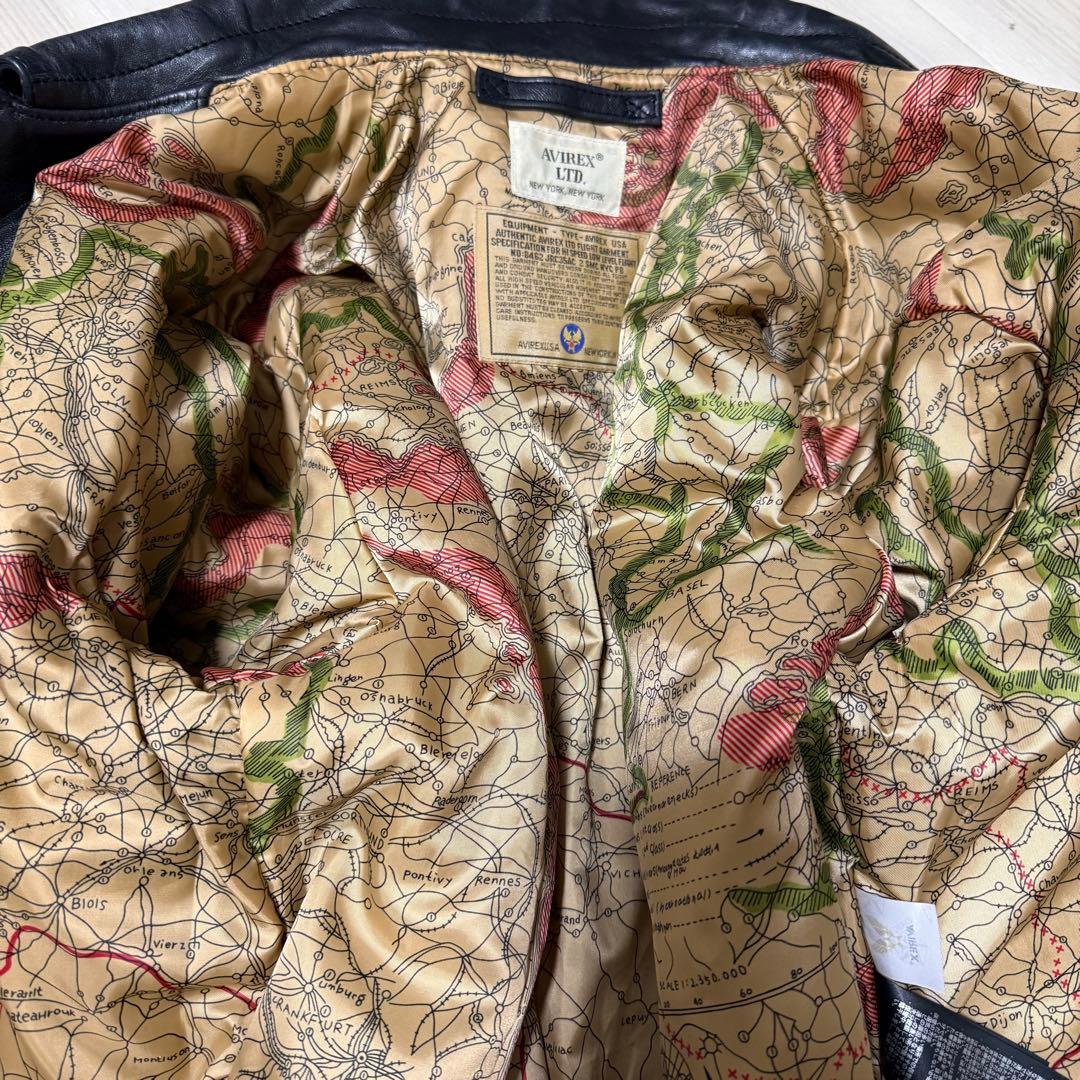 【美品】Avirex A-2フライトジャケット　アンティークラムレザー　ブラック