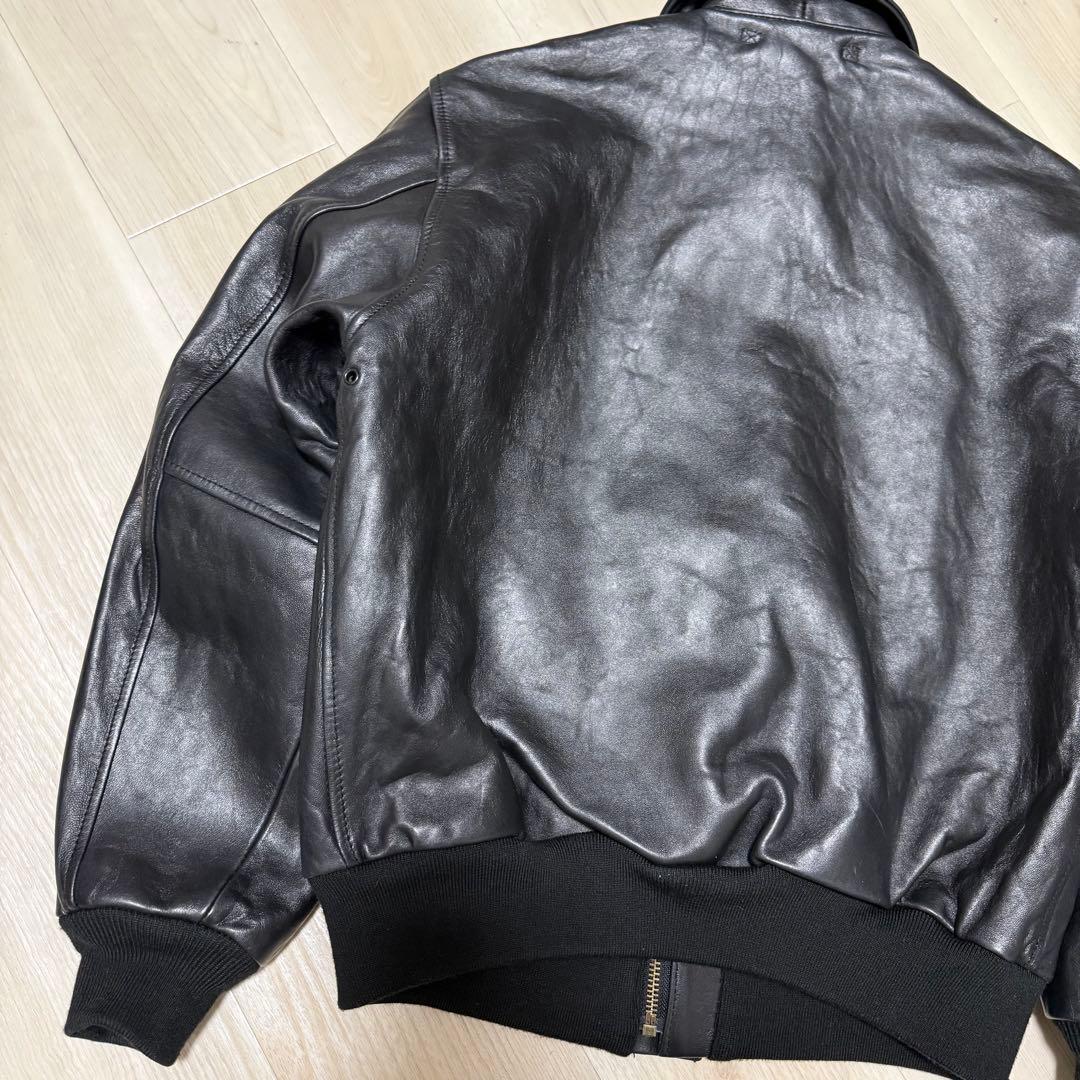 【美品】Avirex A-2フライトジャケット　アンティークラムレザー　ブラック