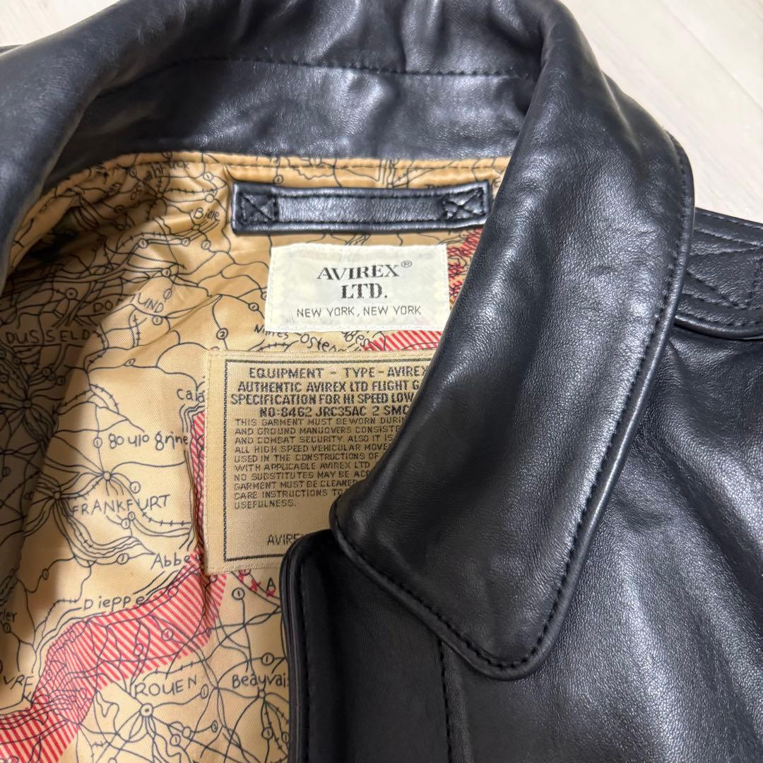 【美品】Avirex A-2フライトジャケット　アンティークラムレザー　ブラック